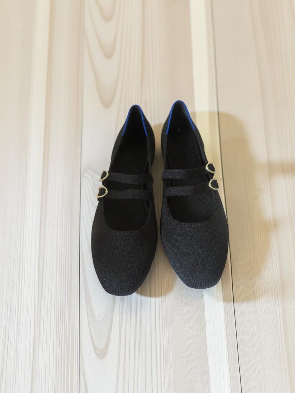 Rothy's "The Double Buckle Mary Jane" Black w/Blue Trim, Size 8 - NWOT - Picture 5 of 10